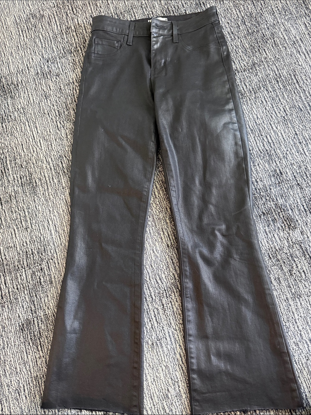 L'AGENCE Black Faux Leather Flare Jeans - Women